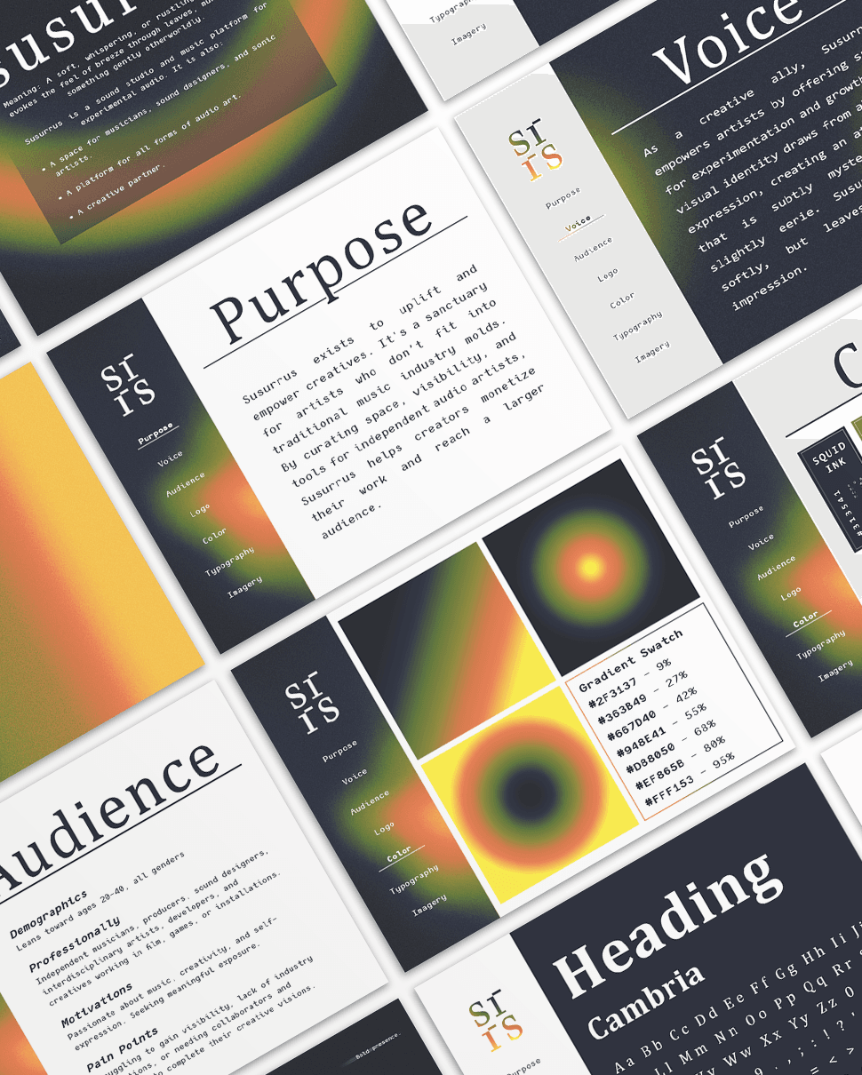 Susurrus is a sound studio and music platform for experimental audio. It is also: A space for musicians, sound designers, and sonic artists A platform for all forms of audio art A creative partner